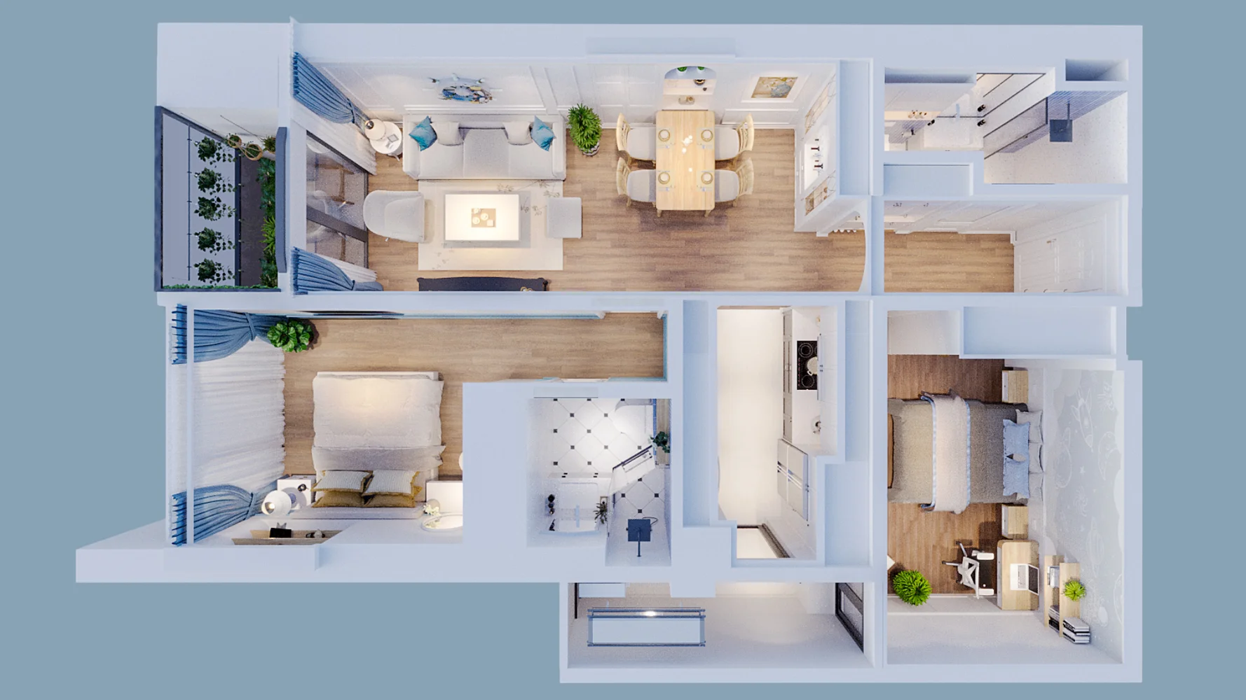 Nội thất căn hộ Newtown Diamond - Phong cách Địa Trung Hải