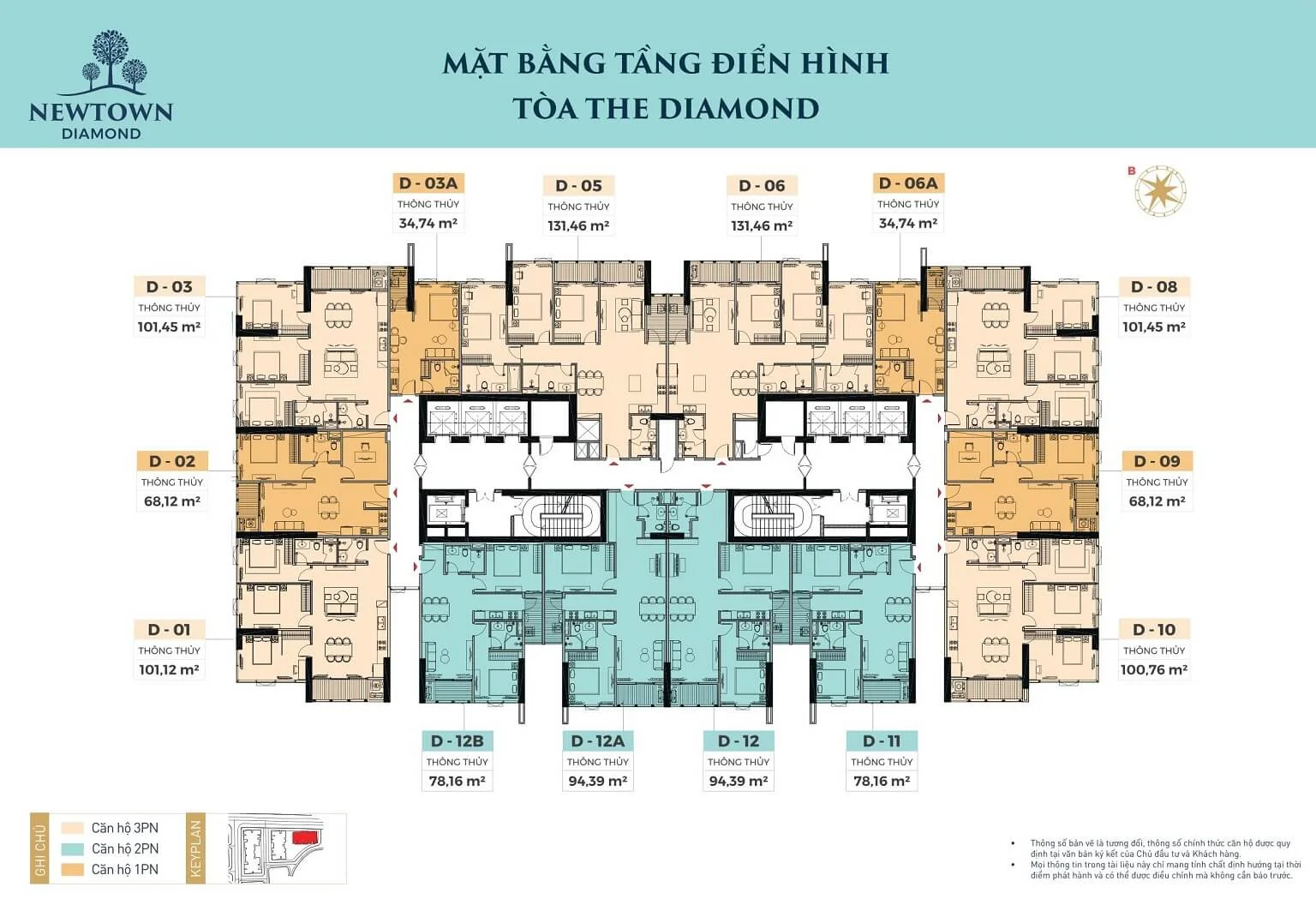 Mặt bằng Tòa The Diamond - Newtown Diamond Đà Nẵng