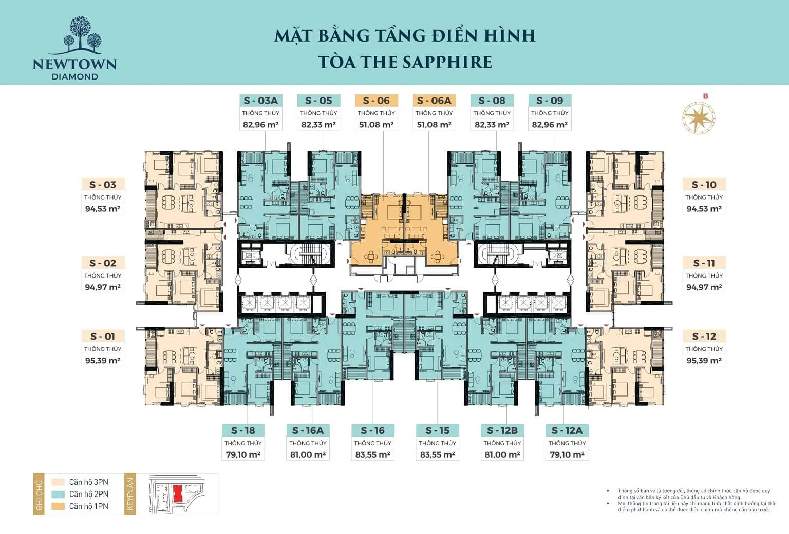Mặt bằng Tòa The Sapphire - Newtown Diamond Đà Nẵng